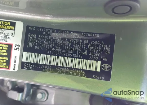 2025 Toyota Camry Xse z USA, uszkodzony, nr VIN 4T1DBADK4SU515815